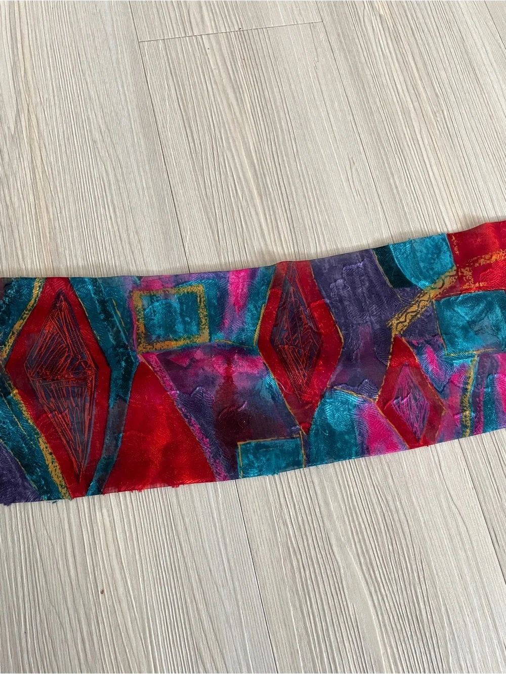 Vibrant Multicolor Geometric Silk Scarf - Women's Accessory